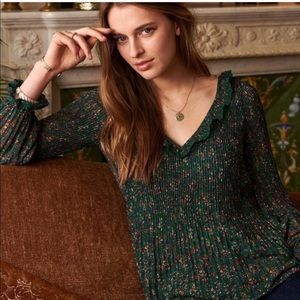 NEW • Sezane • Sybille Floral Print Blouse Green